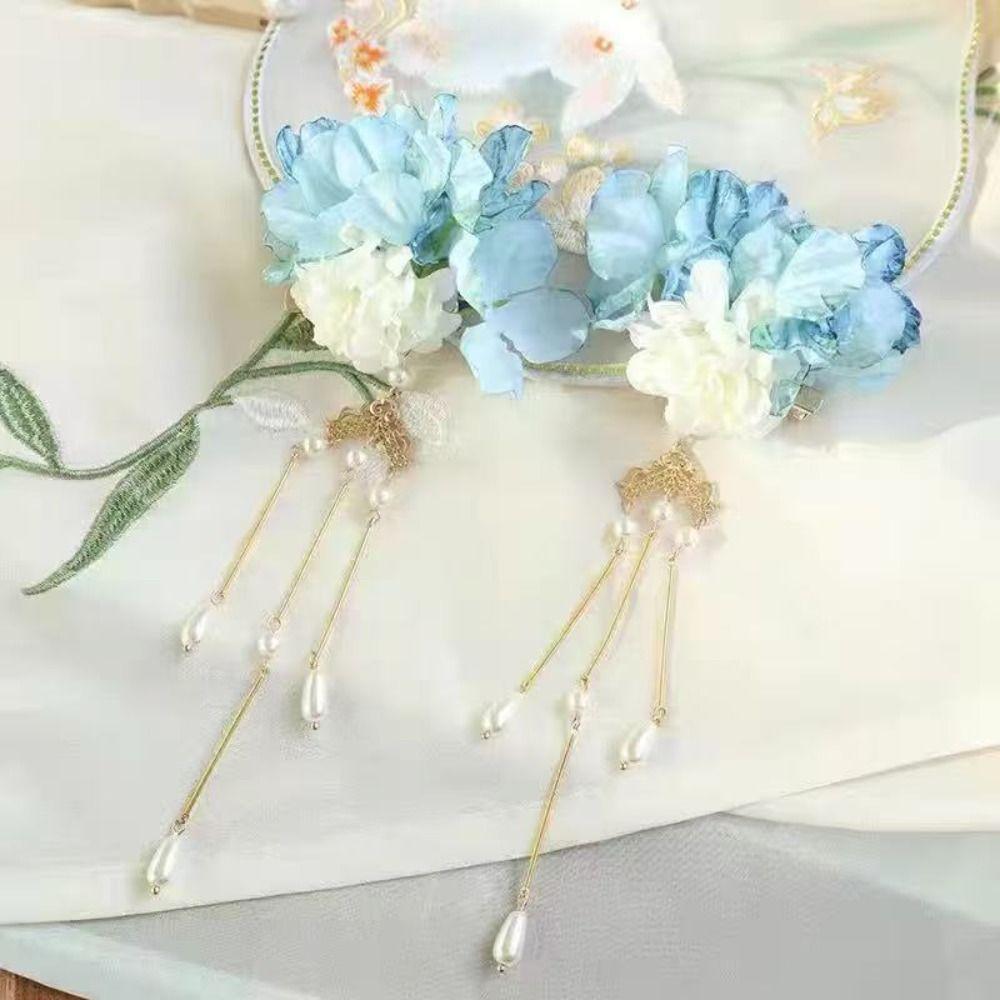 2 ks Čínské Hanfu Vlasové doplňky Květinová sponka do vlasů Střapec Klip typu krokodýlek Módní sponky Dívky