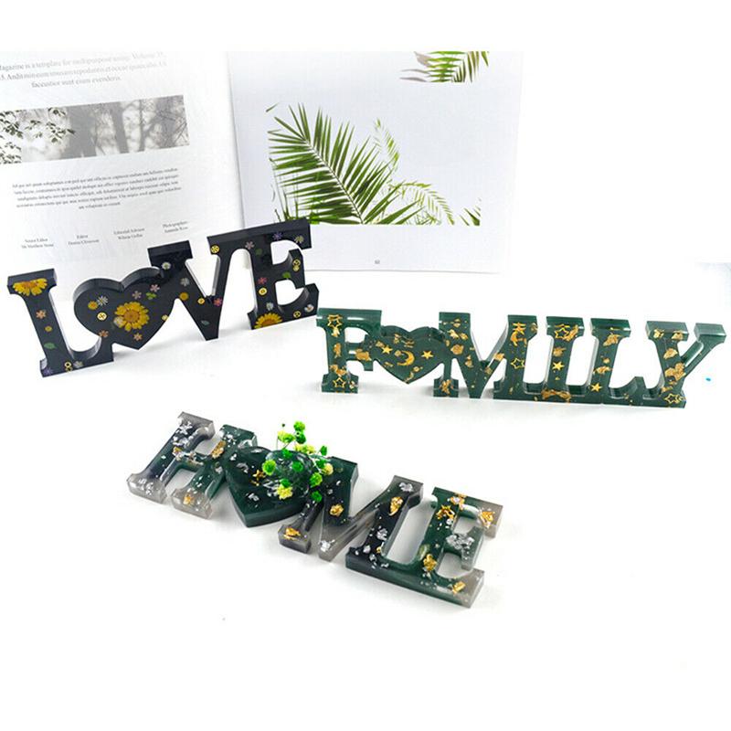 LOVE & HOME Sign Letter Transparent Silicone Mold For DIY Making UV Epoxy Resin Casting Mould Table Decoration Art Crafts