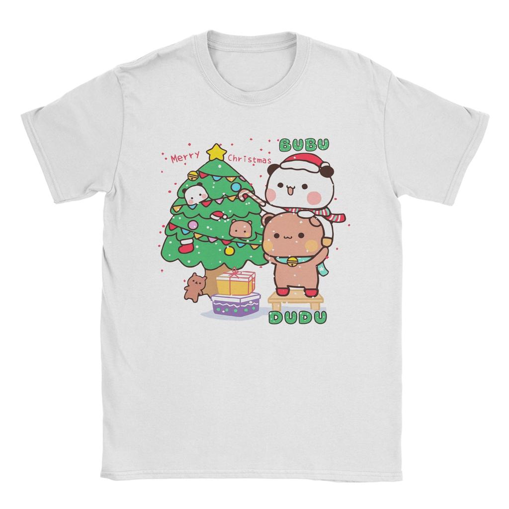 Bubu Dudu Xmas-Adorable Eco-Friendly Panda Couple Merry Christmas Gifts! Men Tee Shirt Short Sleeve Crew Neck T-Shirts Clothing