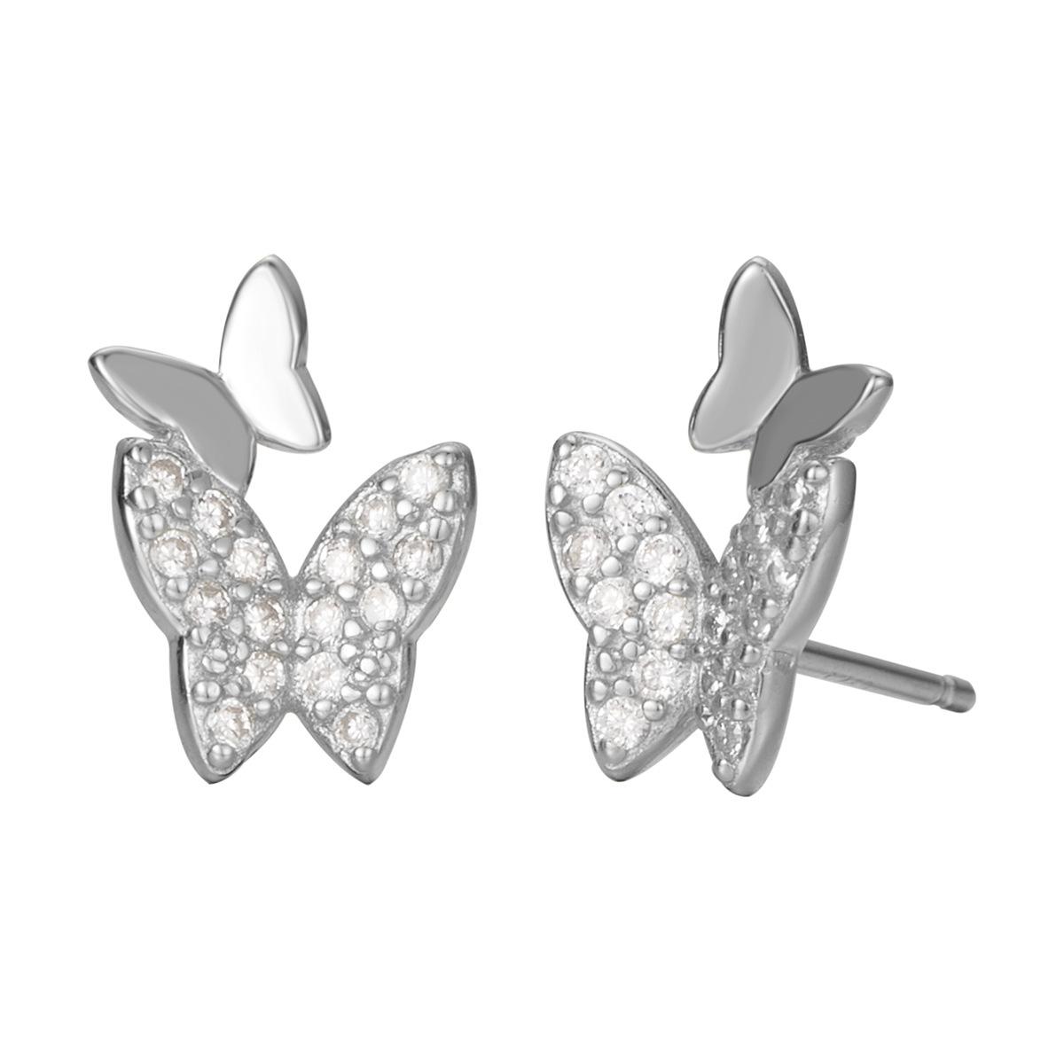 

Серьги-гвоздики в форме бабочки из стерлингового серебра 925 пробы, женские модные легкие роскошные серьги, взрывные серьги с французским темпераментом, полные бриллиантов 925 Silver