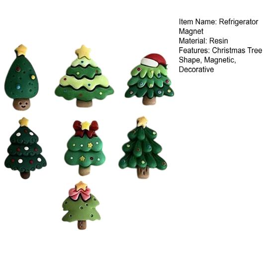 Christmas Tree Refrigerator Magnets 7Pcs/Set Mini Magnet, Xmas Shape Magnetic Home Decor Fridge Decorative Magnet for Whiteboard Locker Door