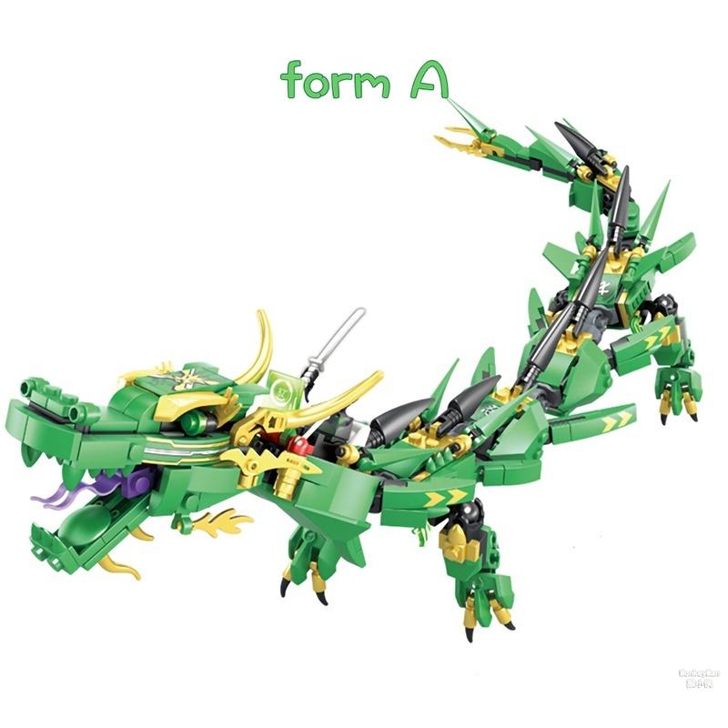 471 bucăți 2 ÎN 1 Seria Ninjago Green Dragon Fighting Mech Blocuri de construcție Copii Diy Cărămizi Jucării pentru băieți Cadouri educaționale