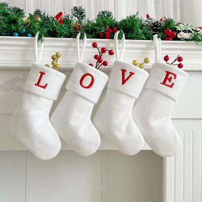 Christmas Stockings Small Embroidered Letter Knitted Xmas Hanging Stocking Decorations Christmas Party Decor