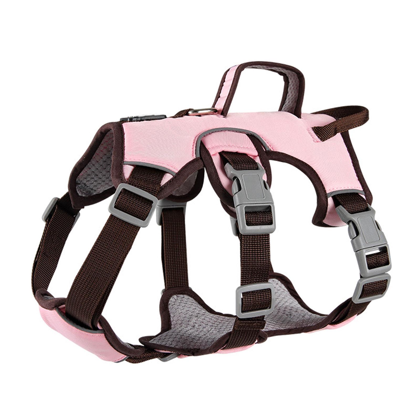

Pet Harness Dog Chest Harness Outdoor Dog Walk Training Vest Traction Harness Reflective Vest Harness for Small Dogs S розовый