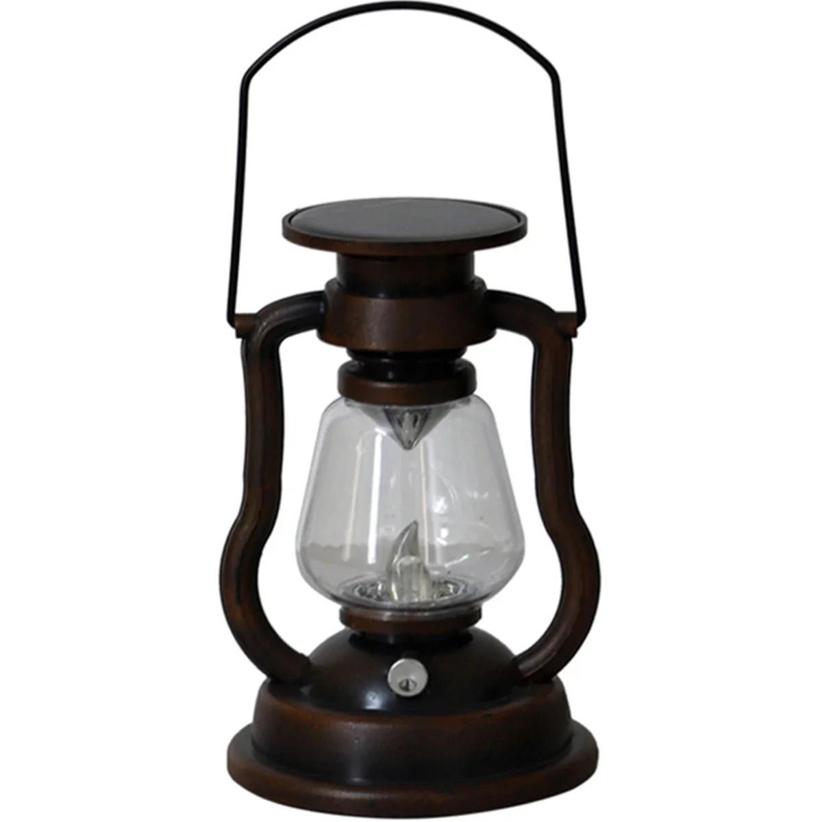 

LED Solar Light Retro Solar LED Oil Lamp Portable Solar Candle Light Flickering Flameless Outdoor Hanging Lantern Garden Decor чорний