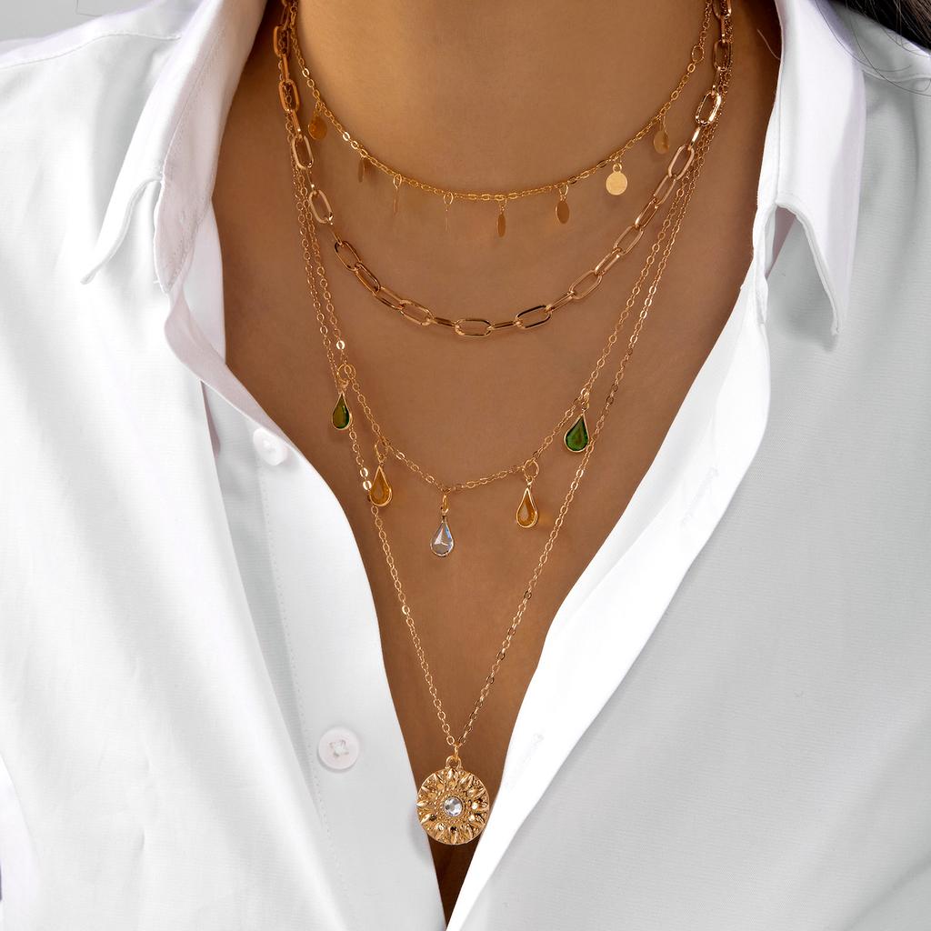 Kadınlar İçin Klasik Kolye Ucu Mikro Zirkon Türk Şanslı Nazar Avuç İçi Haç İnci Çok Katmanlı Metal Zincir Choker Takı