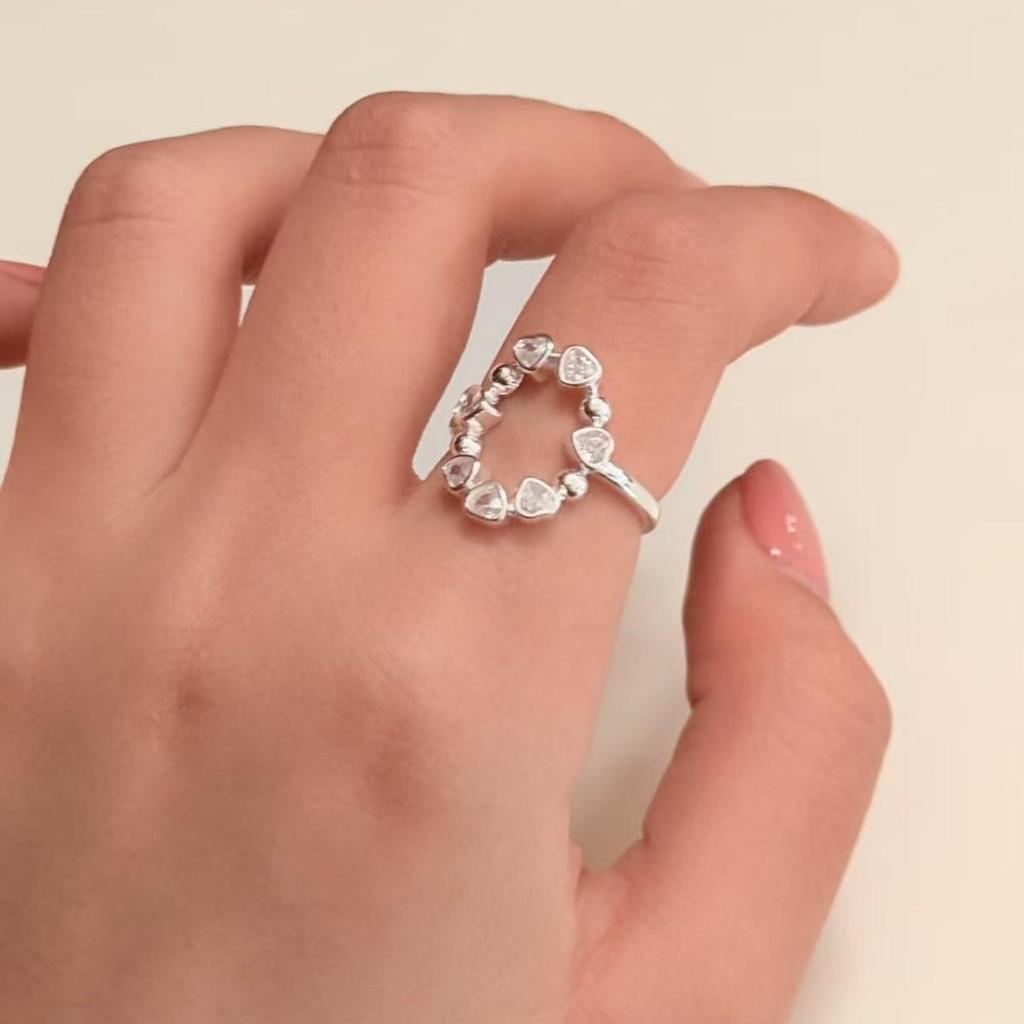 S925 Sterlingsilber Zirkonia Herzring für Damen - 2025 Minimalistisches Offenes Design