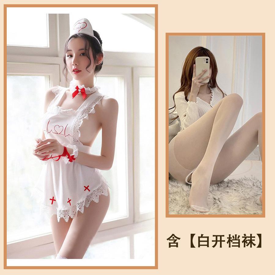 Sexy Lingerie Plus Size Sexy Nurse Uniform Seduction Passion Apron Lace Leak Back Seduction Love Nurse