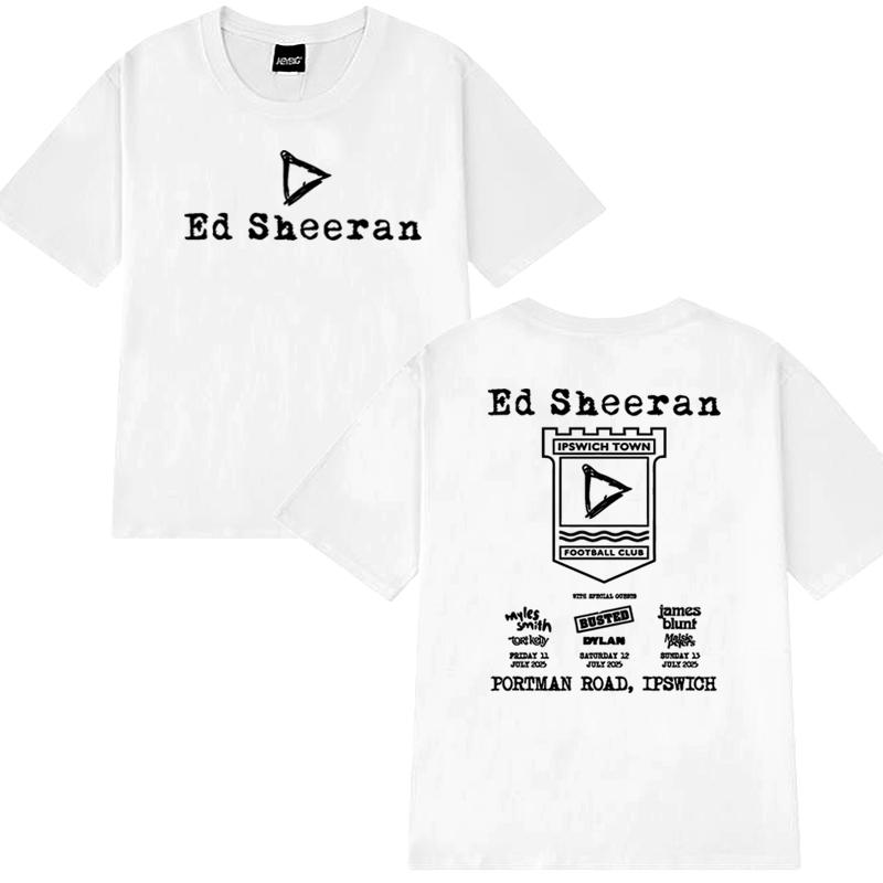 Hot Sale Ed Sheeran Play Tour 2025 Double Sided Printed T Shirt Summer Men Women Vintage Hip Hop Streetwear Unisex Cotton Tops