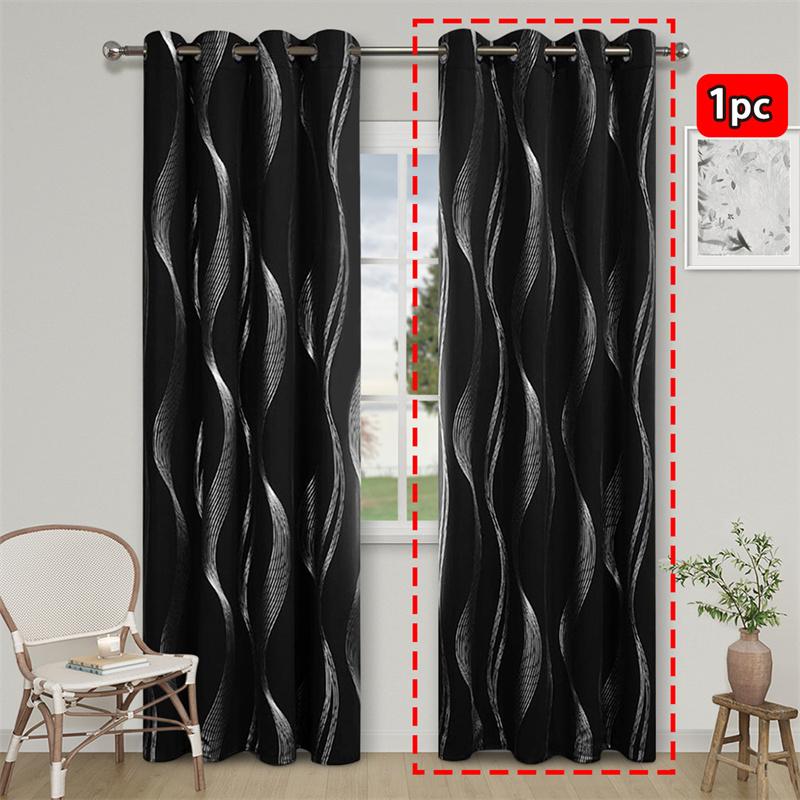 All-Season Curtain Soft Comfortable Dustproof Removable Universal Popular Curtain Blackout Curtain with Gold Foil Wave Pattern, High Precision Drapes