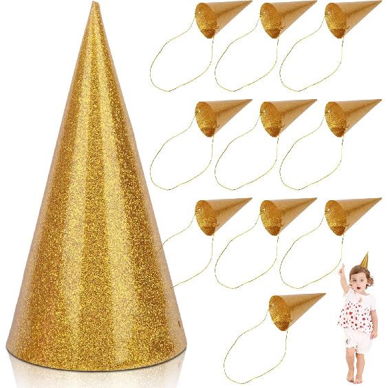 Partyhüte, 12 Stück Happy Birthday Hut Krone Glitzer Kegel Partyhut Party Kegelhüte Kegel