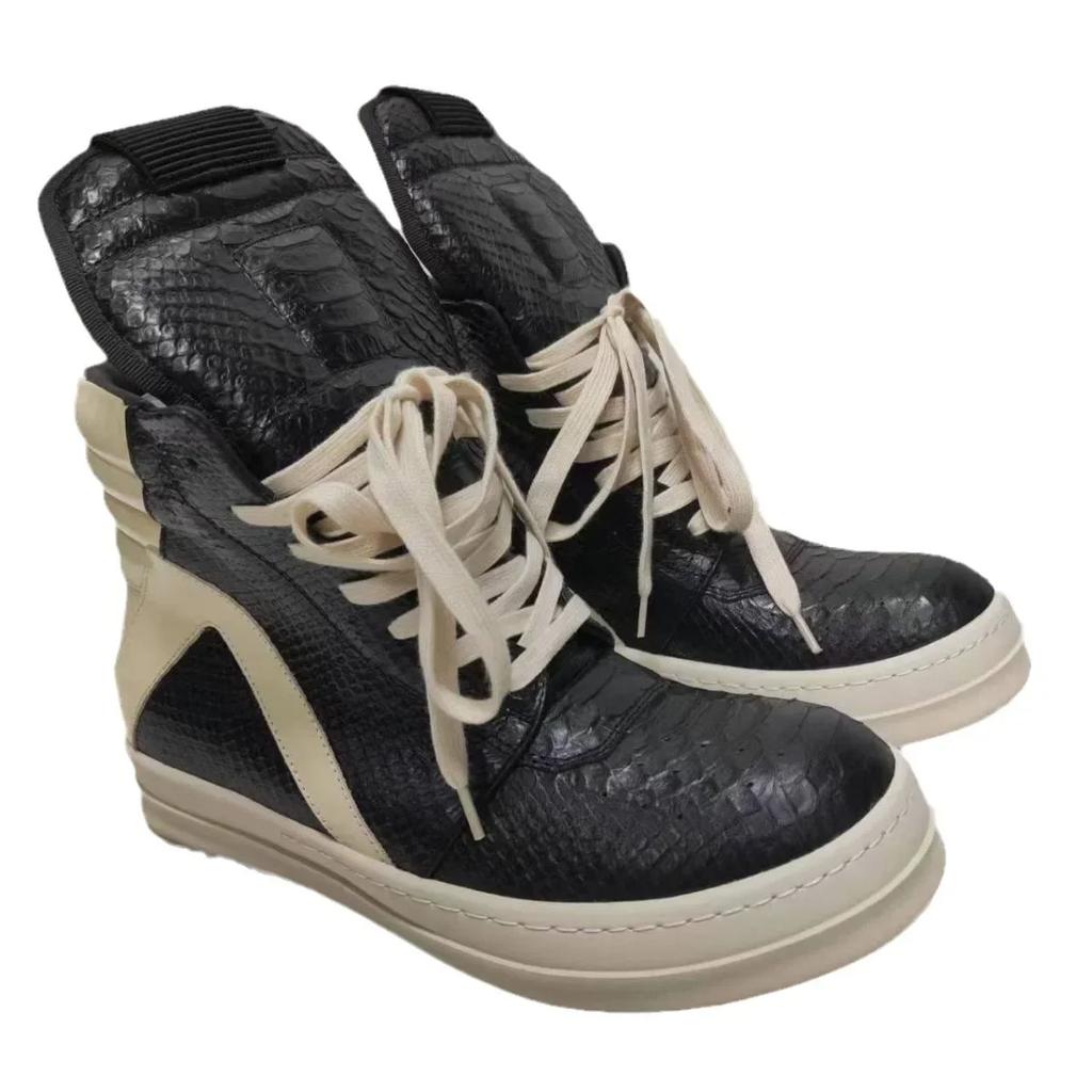 Neue Herren- und Damen-Leder-Schlangenleder-Ro-Plateau-Freizeitschuhe Designer Runde Zehenpartie Schnürschuhe Freizeit-Sportschuhe Luxusschuhe