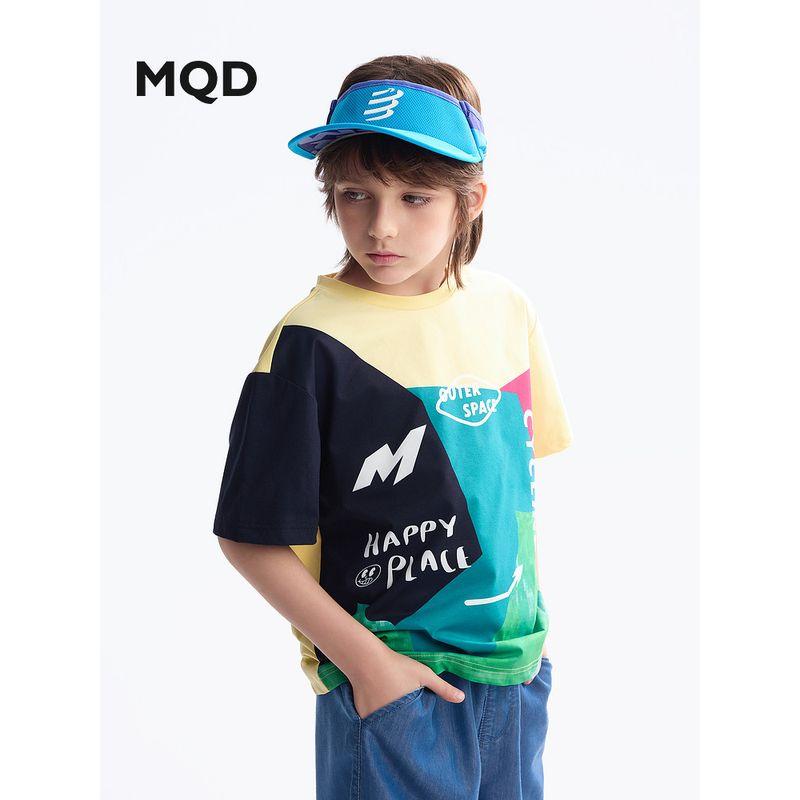 [Moisture-Wicking] Mqd Children's Clothing Boys' Short-Sleeved T-Shirt Summer New Round-Neck Color Children's Top Base Shirt