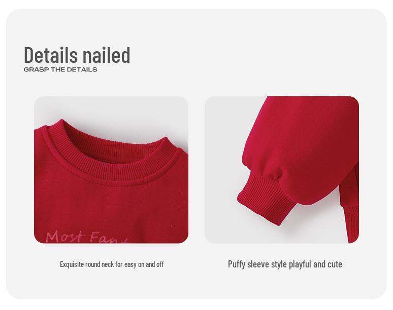 Warmth-Locking Round Neck Hoodie for Girls - Autumn/Winter Fashion Sports Top for Medium & Small Children