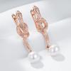 Unique  Rose Gold Snake Drop Earrings For Women Fashion Pearl Accessories Heavy Metals Punk Rock Vintage Animal Jewelry