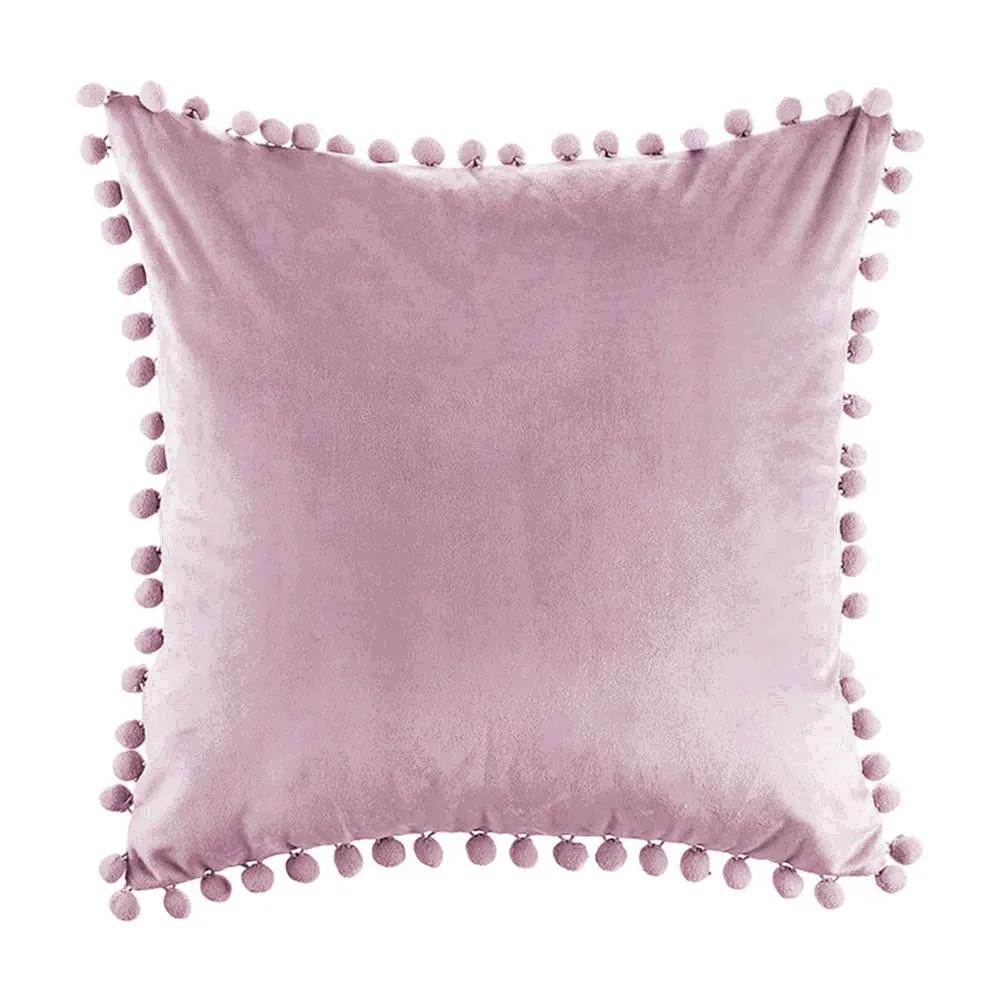 Soft Velvet Pillowcases Solid Cushion Cover Square Decorative Pillows With Balls For Sofa Bed Car Home Throw Pillow