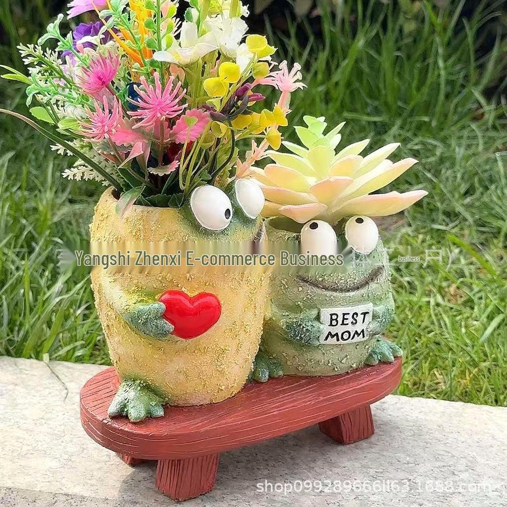 Creative Frog Resin Planter with Multiple Expressions for Succulent Gardens and Home Decor