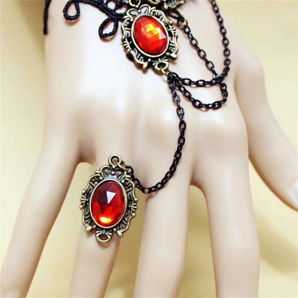 B131 2026 New Model Gothic Steampunk Lace Cuff Fingerless Glove Arm Warmer Bracelet Black Halloween Older Sister Accessories