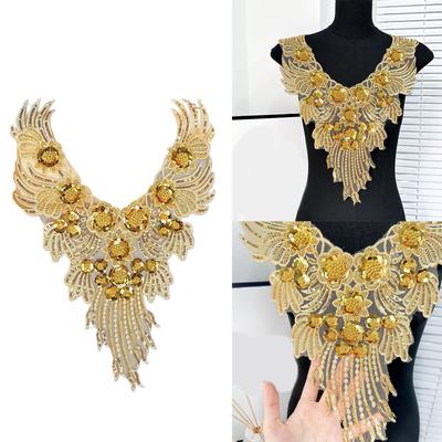 Unique Gold Embroidery Collar Applique Sequined Collar Corsage For Women Various Clothes Decorative Removable Collar