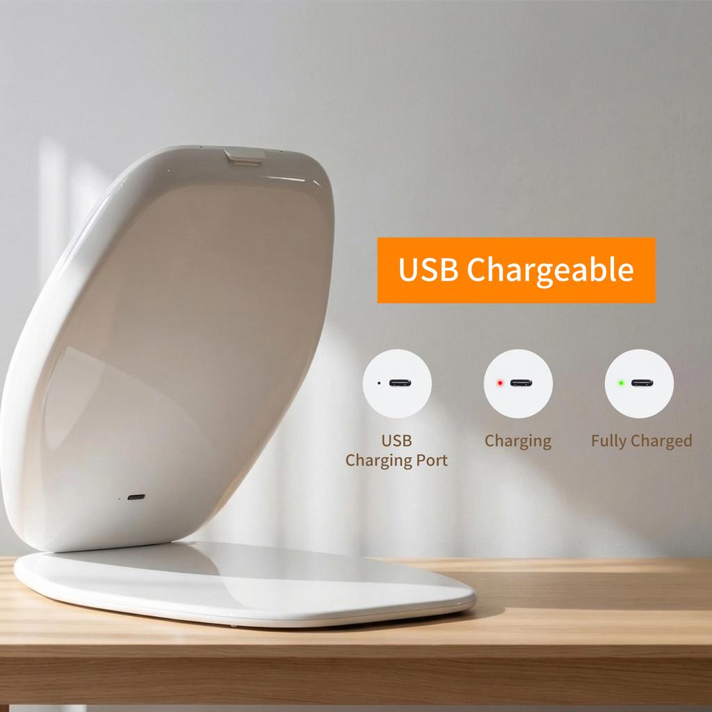 Mini Touch Screen 3 Color LED Dimmable USB Rechargeable Portable Foldable Desk Pocket Vanity Mirror
