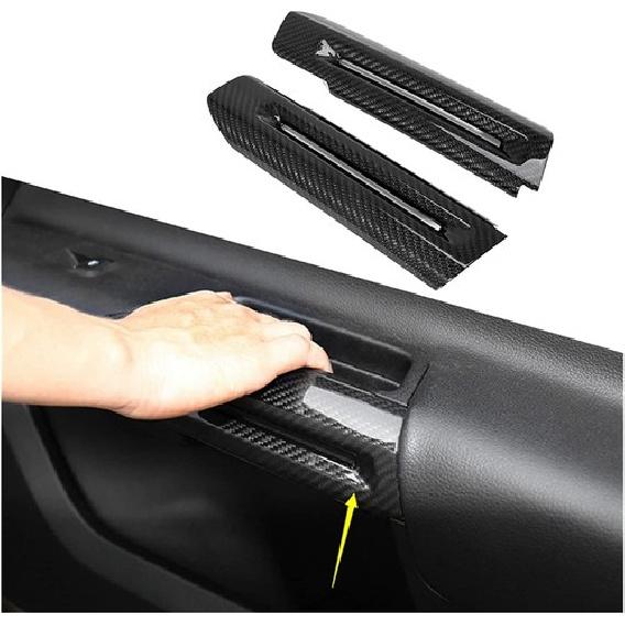 2pcs Interior Door Handle Trim Cover Frame for Ford Mustang 2015+ Carbon Fiber