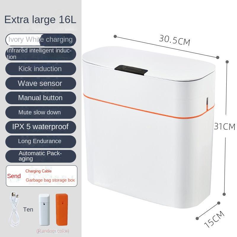 16L Smart Trash Can Automatically Pack Contact-free Non-dirty Hand Storage Box USB Charging Induction Waste Bins Garbage Bin