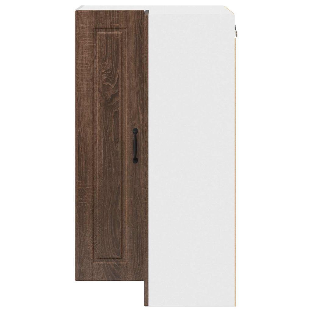 Wall Mounted Corner Cabinet PORTO Brown Oak Effect 57 x 57 x 100 cm