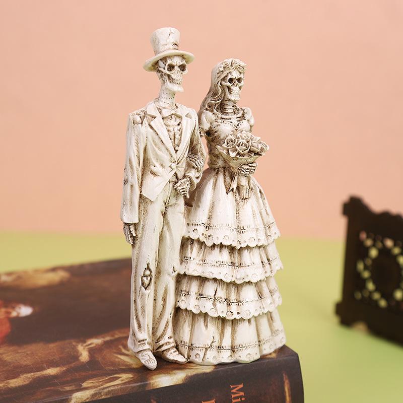Skeleton Couple Resin Ornaments Halloween Skeleton Couple Home Desktop Porch Garden Decorations