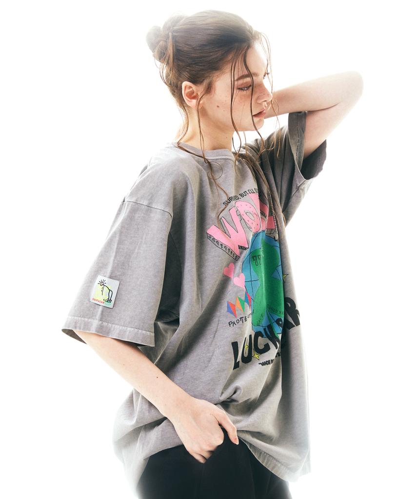 Soipeuyukaen Oversized Loose Fit Pigment Print T-Shirt
