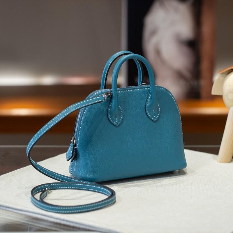 25 New Semi-handmade Wax Wire Steel Hardware First Layer Evercolor Leather Mini Shell Bag, Bowling Handbag