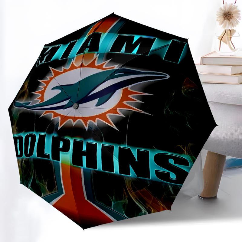 Printed Miami Dolphins logo Folding Umbrella,Outdoor,Leisure,And Travel Umbrella,Durable Umbrella Fabric,Birthday And Holiday Gift