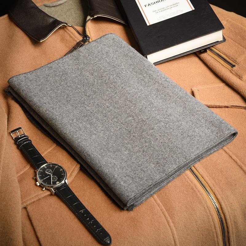 Gray men's scarf men's autumn and winter high-end people old man grandfather old man father contains wool