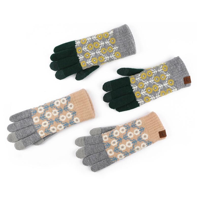 Japanese Style Knit Touchscreen Gloves Winter Warm Wool Blend Men Women Outdoor Cycling