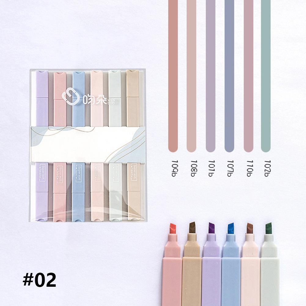 

6 цветов/компл., маркер ярких цветов, ручка-маркер, многоцветный пастельный набор хайлайтеров Midliner, канцелярские принадлежности, студенческий инструмент для письма 2