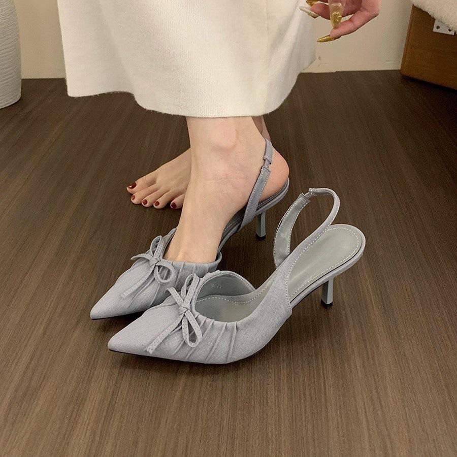 Niche Leopard Print Bow Bag Head Sandals Shoes Spring and Summer Temperament Celebrity Stilettos