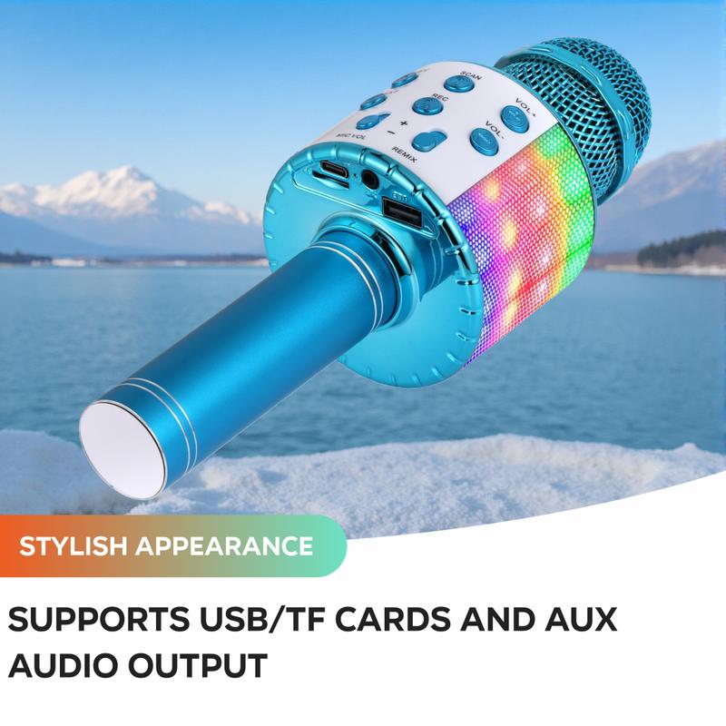 Karaoke Microphone for Kids & Adults - Bluetooth Microphones Singing Mic with Disco Lights, Portable Karaoke Player for Gifts