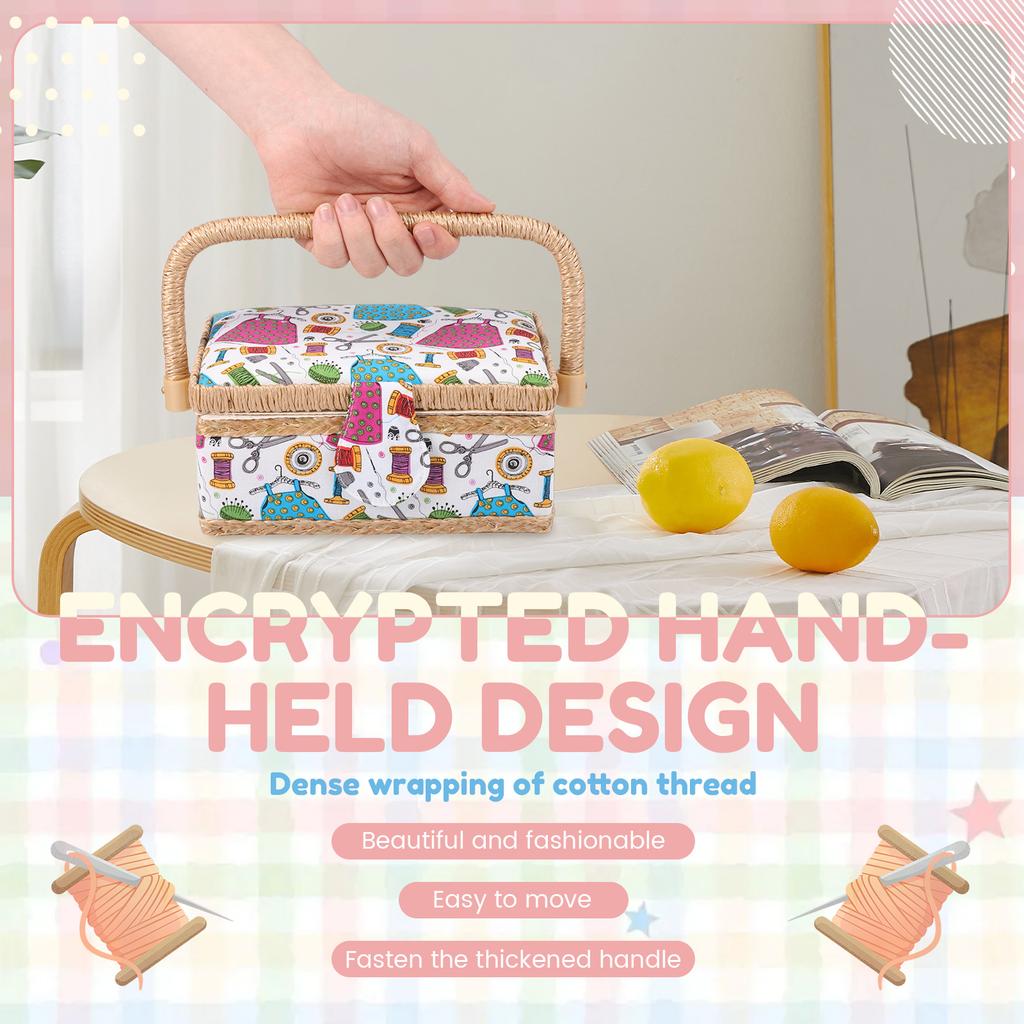 Sewing Kit Storage Box Sturdy Dust Proof Sewing Organizer Basket PortableKnitting Needles Storage Bag For Sewing Accessories