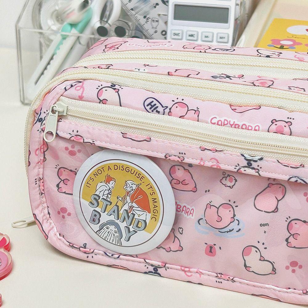 Large Capacity Pen Bag Three-layer Stationery Bag Minimalist Storage Bag  Gift