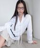 Belle Tie Strap V-Neck Shirt_White