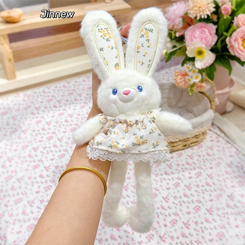 Dress Floral Plush Bunny Keychain With Pull Out Function For Car And Keys Home