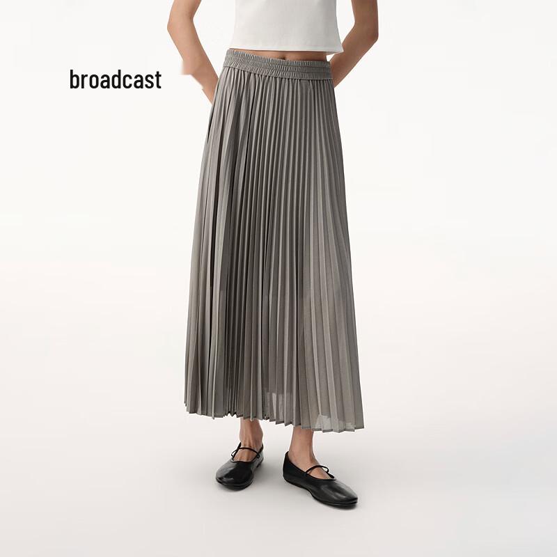 Broadcast Elegant Pleated Mid-Length Skirt S