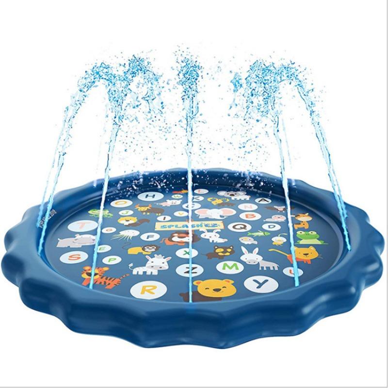 PVC Children s Water Spray Mat, Outdoor Water Play Sprinkler Mat, Grass Children s Water Play Mat 1 meter letter синий