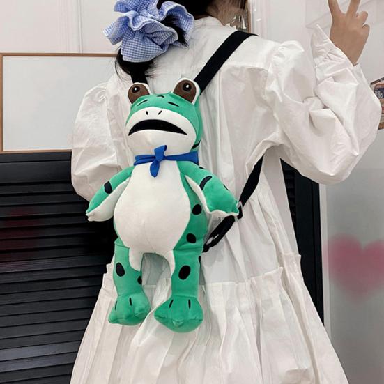 Lonely Frog Plush Backpack Cute Stuffed Animal Shoulder Bag with Adjustable Straps Valentine's Day Gift for Friends