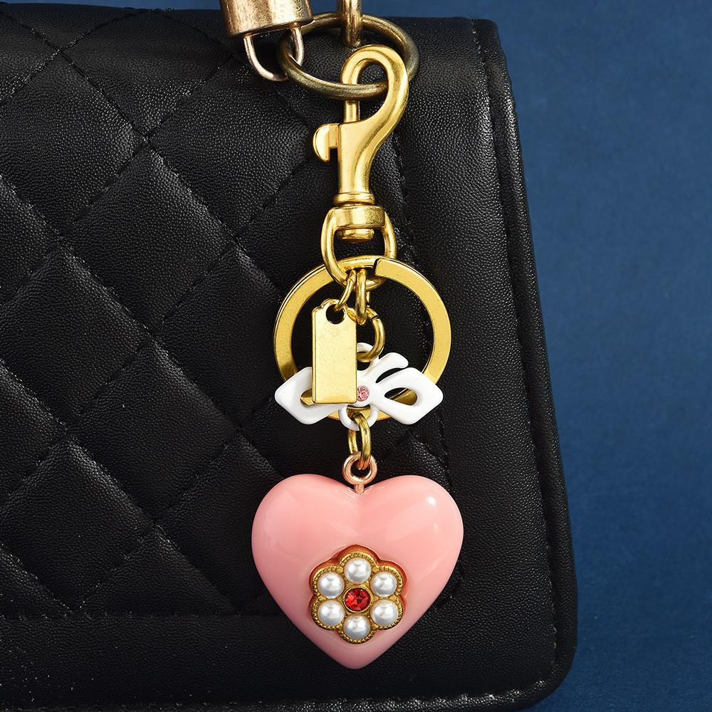 Heart Bow Keychain Metal Bag Charm For Womens Style Accessories