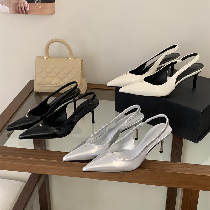 Eilyken Spring Silvery Fashion Soft Leather Pumps Women Pointed Toe Low Heels Comfortable Wedding Sandals Prom Party Shoes Size: 40