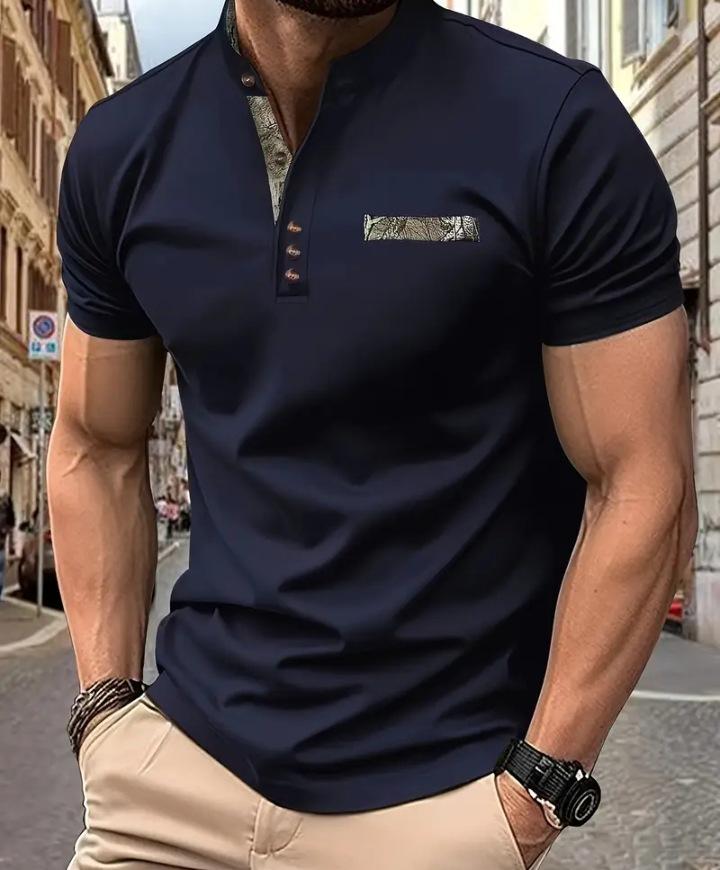 2024 Men's Trendy Casual Stand Collar Short Sleeve Polo Shirt