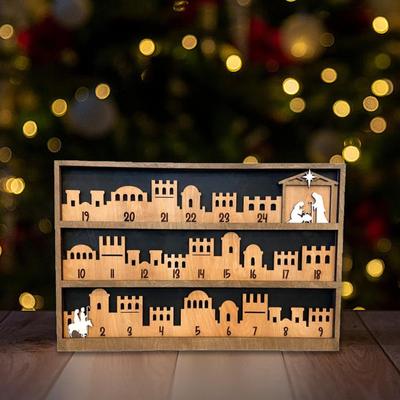 Narození Páně Adventní kalendář Vánoční skříňka ze dřeva s vánoční tematikou