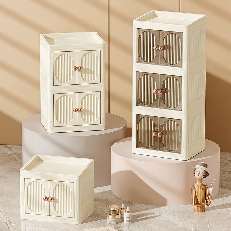Foldable Desktop Makeup Organizer Multi-Layer Storage Cabinet Large Capacity for Cosmetics Toiletries Books