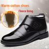 Men's Genuine Leather High-Top Winter Shoes - Warm, Thickened, Velvet-Lined, Business Casual Cotton Footwear