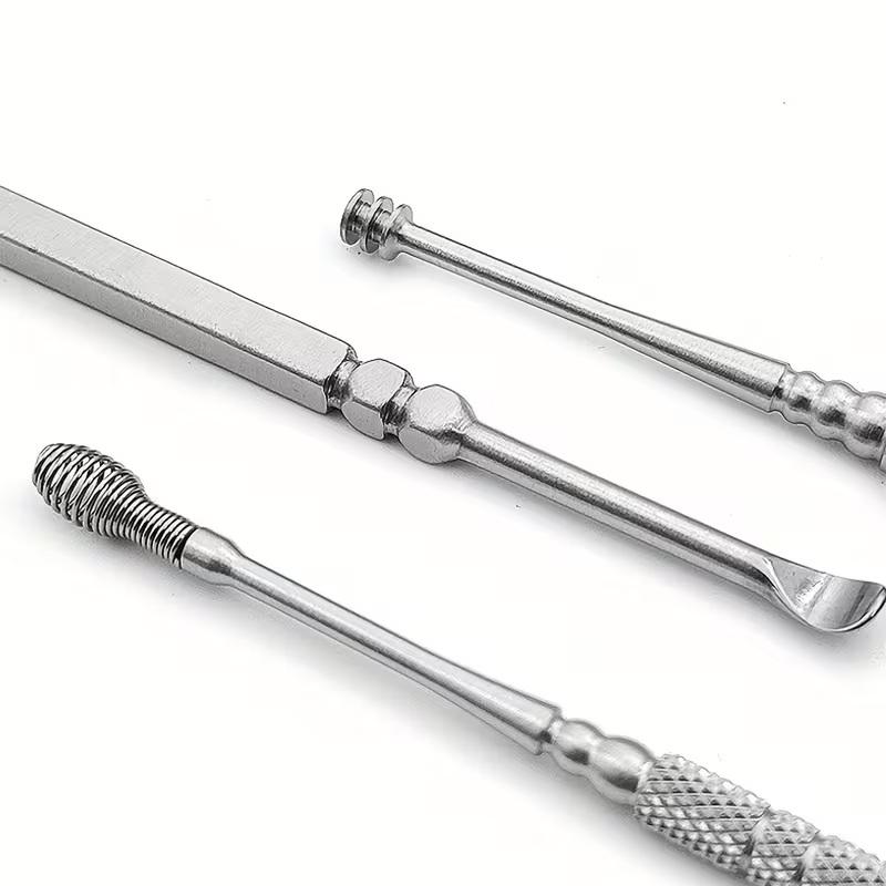 7Pcs Stainless Steel Ear Pick Spoon Ear Wax Cleaner Health Care Removal Curette Ear Earwax Remover Cleaning Selection Tools